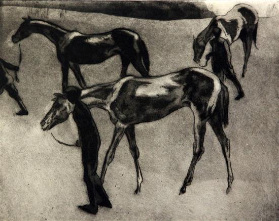 John Copley (1875-1950) Horses after a Race 8.75 x 11in.